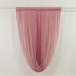 Mauve sheer chiffon valance curtain draped elegantly on a rod.