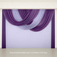 Purple sheer chiffon valance curtain draped elegantly in a wedding arch display.