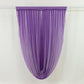 Purple sheer chiffon curtain draped elegantly, perfect for weddings and events.