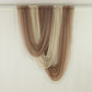 Taupe sheer chiffon valance curtain draped elegantly.
