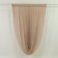 Taupe sheer chiffon valance curtain draped elegantly on a rod.