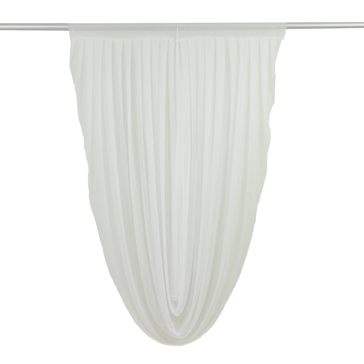 White draped sheer curtain for elegant window decor.