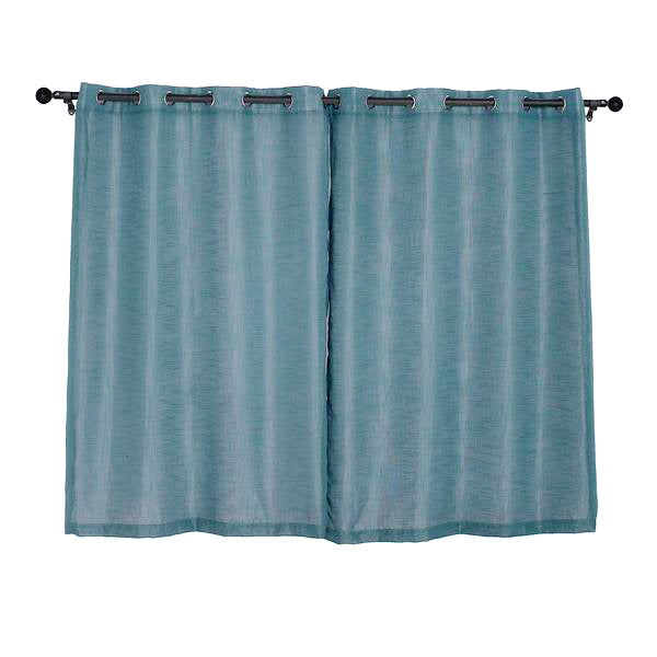 2 Pack Handmade Light Blue Faux Linen Curtains 52"x64", Curtain Panels With Chrome Grommets
