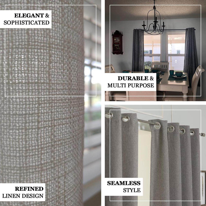 2 Pack Handmade Light Blue Faux Linen Curtains 52"x64", Curtain Panels With Chrome Grommets