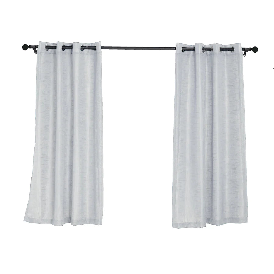 2 Pack | Handmade Silver Faux Linen Curtains 52"x64", Curtain Panels With Chrome Grommets