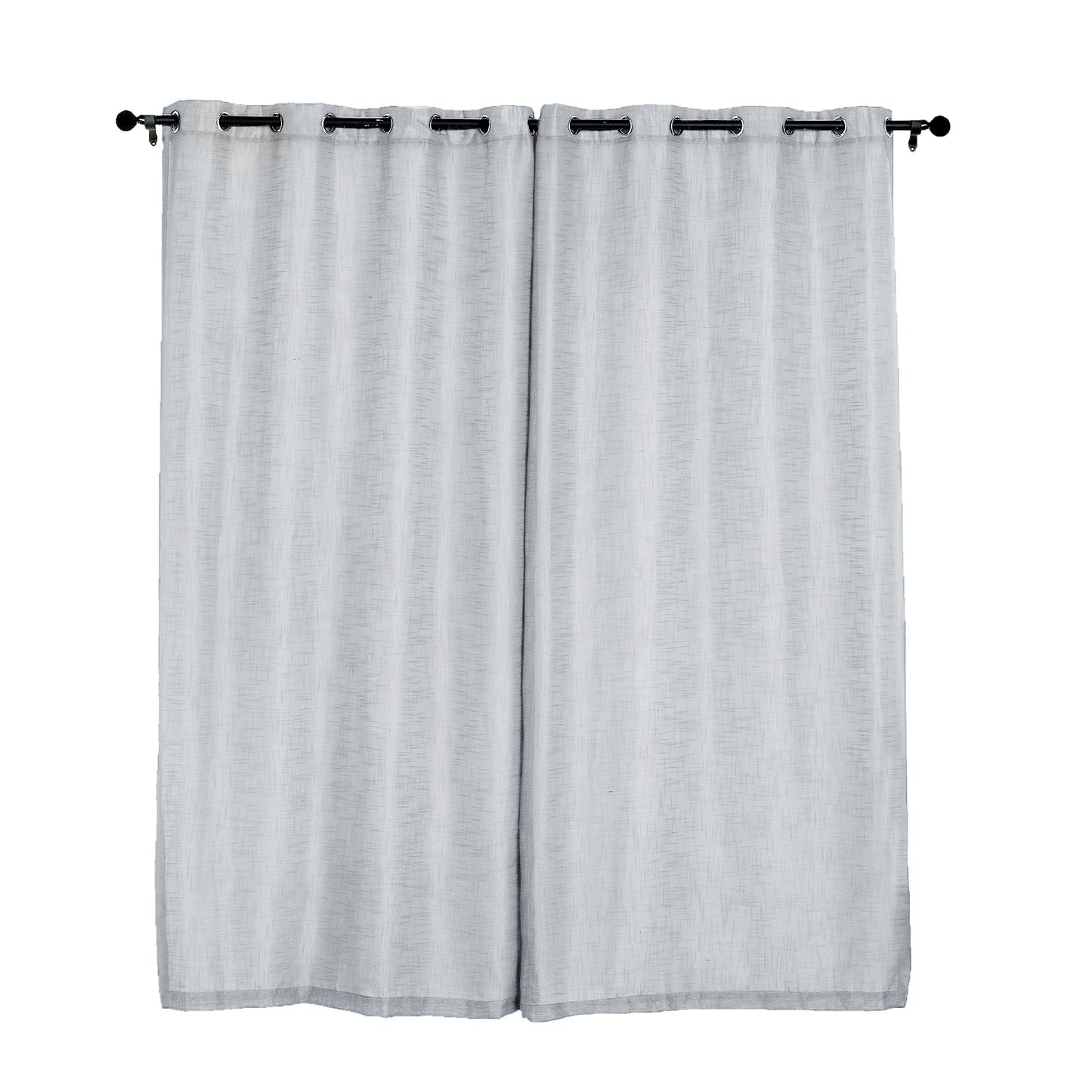 2 Pack | Handmade Silver Faux Linen Curtains 52"x84", Curtain Panels With Chrome Grommets