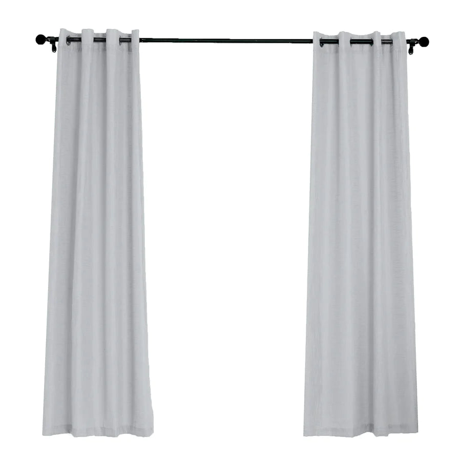 2 Pack | Handmade Silver Faux Linen Curtains 52"x96", Curtain Panels With Chrome Grommets