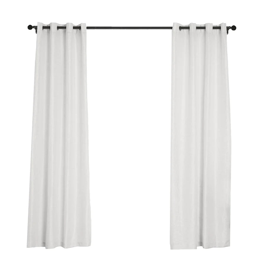 2 Pack | Handmade White Faux Linen Curtains 52"x96", Curtain Panels With Chrome Grommets