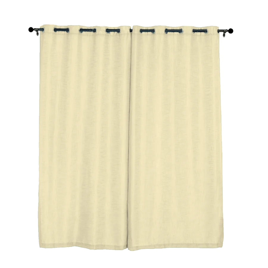 Handmade ivory faux linen curtains with chrome grommets, 52"x96", 2 pack.