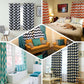 White and mint chevron print blackout curtain panels.