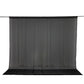 Black chiffon backdrop curtain panel, flame-resistant sheer draping fabric.