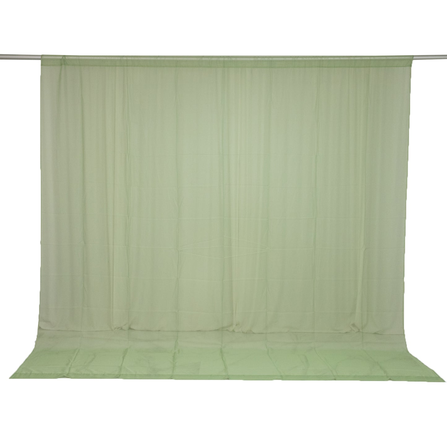 Sage green chiffon backdrop curtain panel for elegant draping.