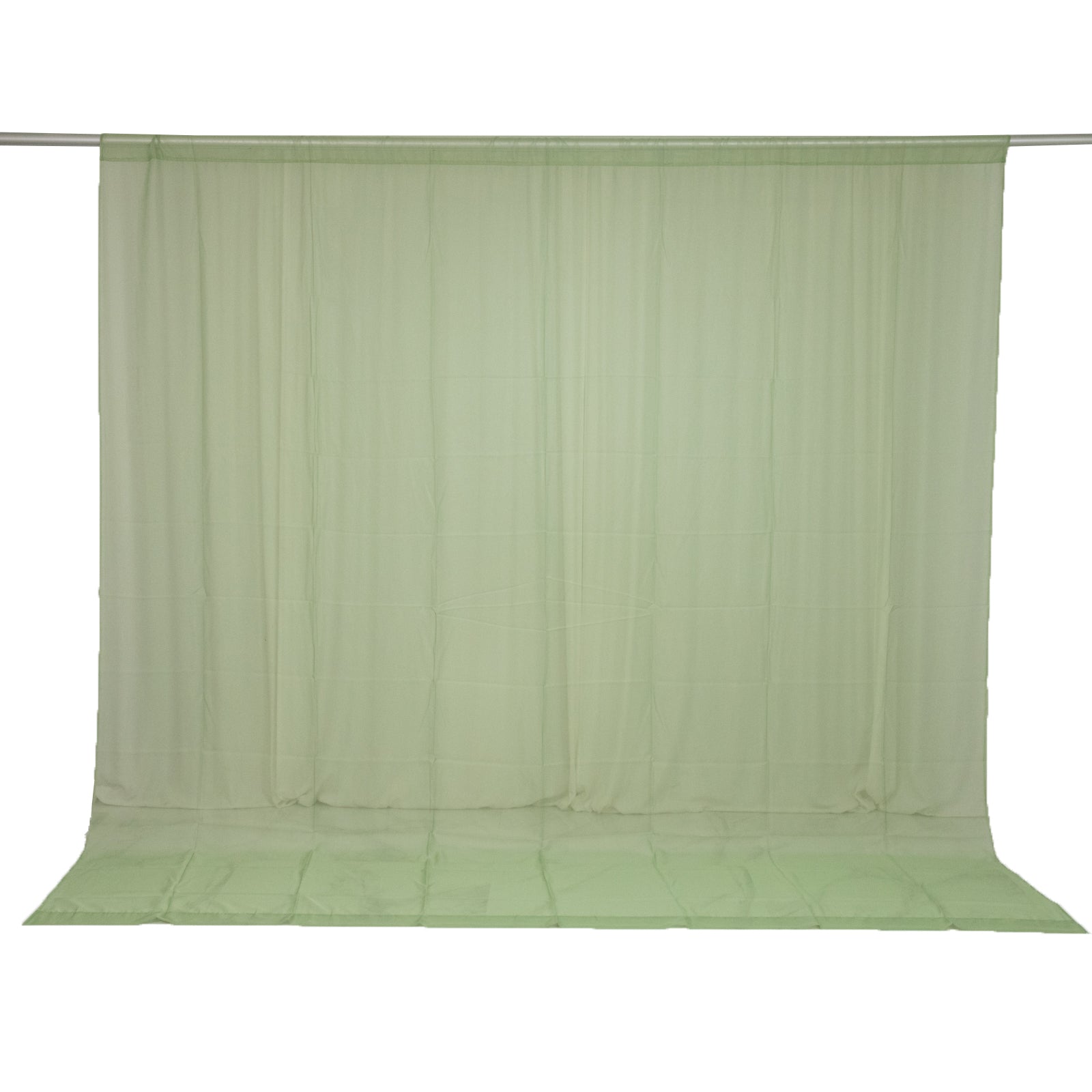 Sage green chiffon backdrop curtain panel for elegant draping.