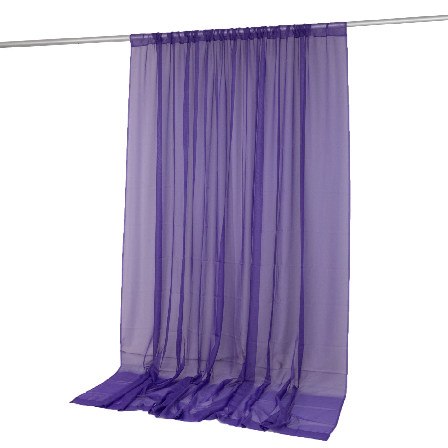 Purple chiffon backdrop curtain panel, sheer and flame resistant.