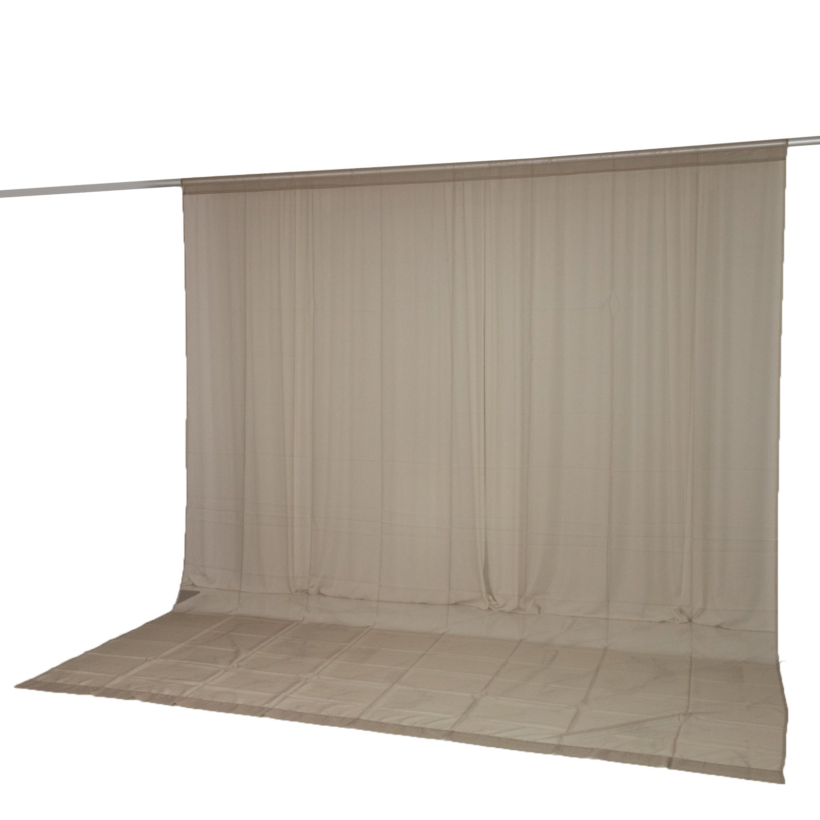 Natural chiffon backdrop curtain panel in a sheer, flame-resistant fabric.
