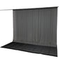 Black chiffon backdrop curtain panel, flame resistant sheer draping fabric.