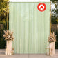 Sage green chiffon backdrop curtain panel with sheer draping fabric.