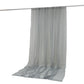 Silver chiffon backdrop curtain panel, durable and flame resistant.
