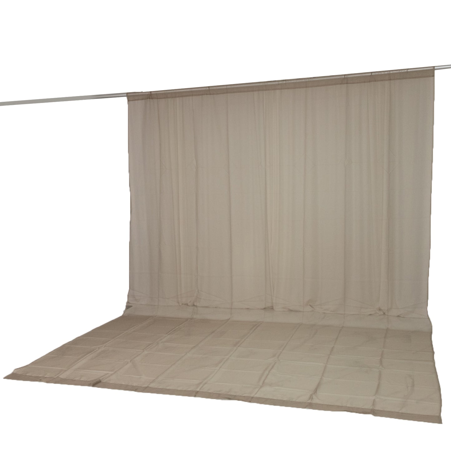 Natural sheer chiffon backdrop curtain panel, 10ft x 14ft, flame resistant.