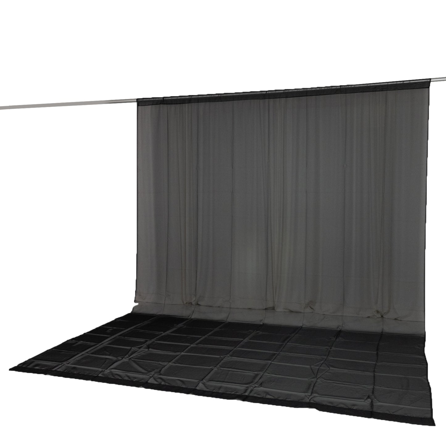 Black chiffon backdrop curtain panel, 10ft x 14ft, durable and sheer fabric.