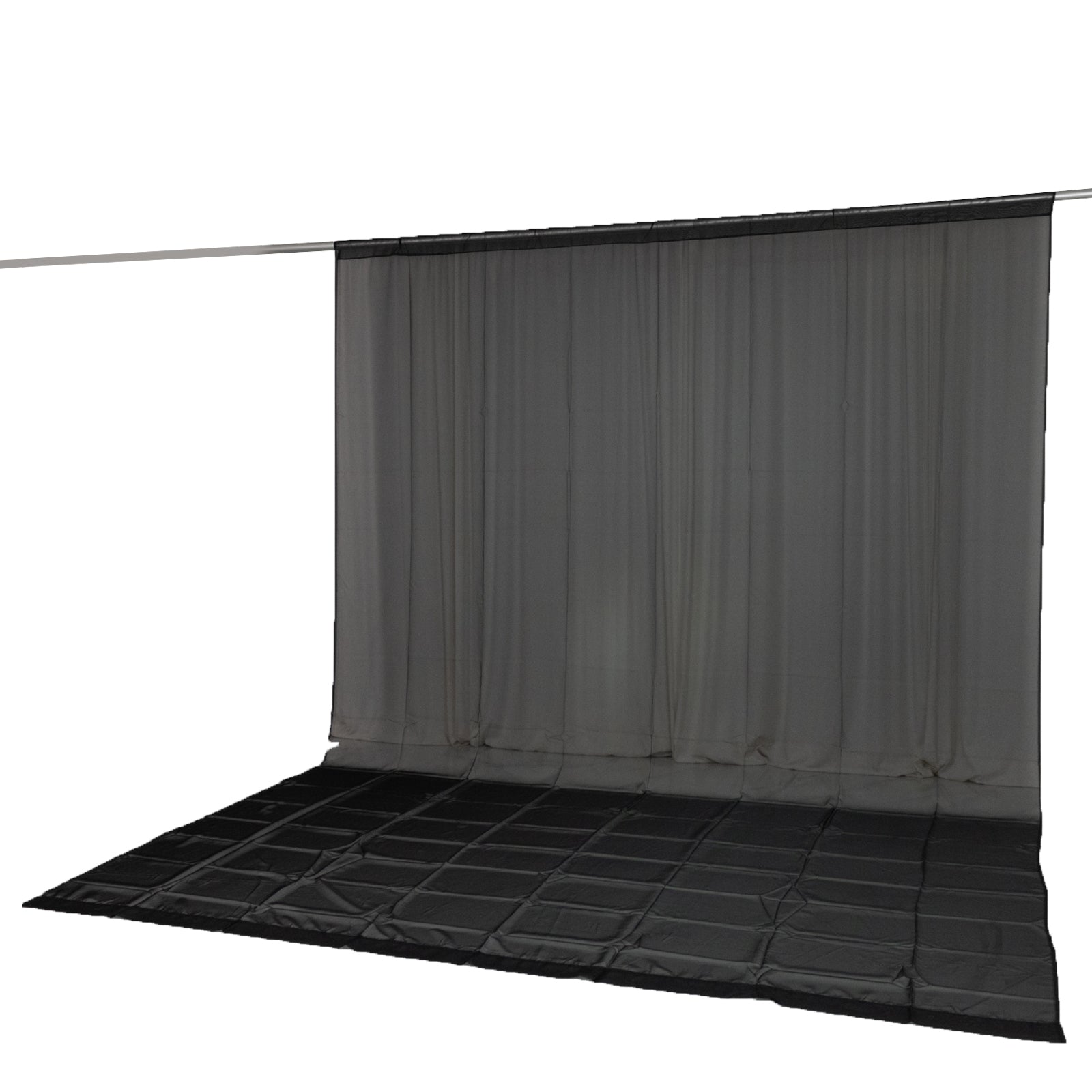 Black chiffon backdrop curtain panel, 10ft x 14ft, durable and sheer fabric.
