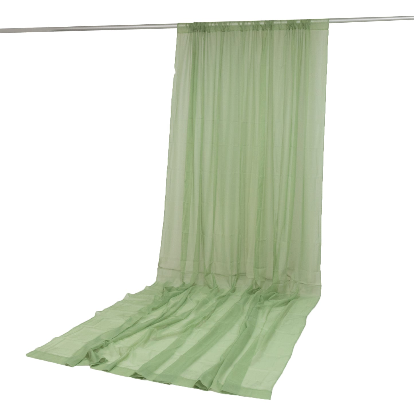 Sage green chiffon backdrop curtain panel draping fabric. #whtbkgd