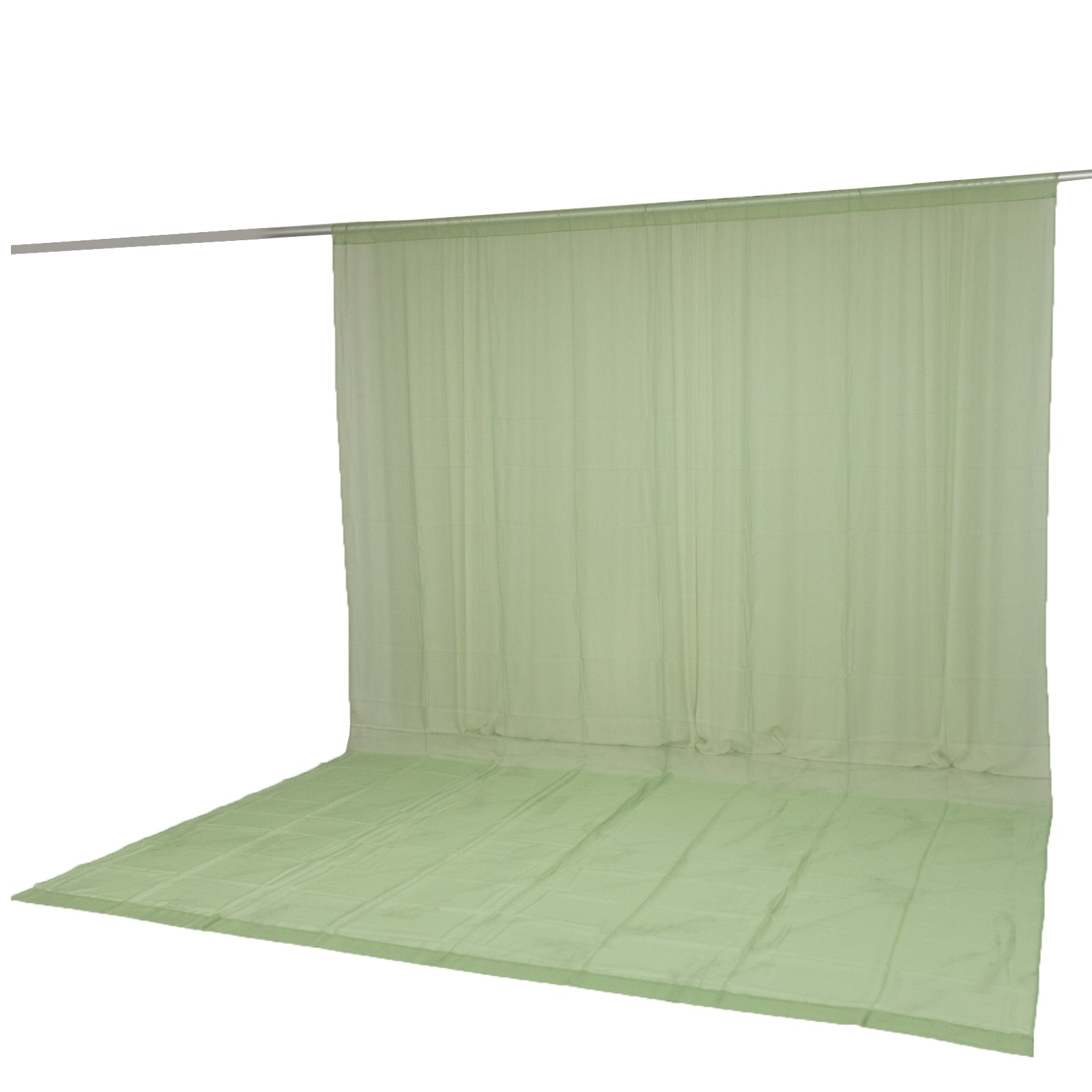 Sage green chiffon backdrop curtain panel for elegant draping.