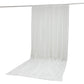 Ivory chiffon backdrop curtain panel hanging from a rod. #whtbkgd