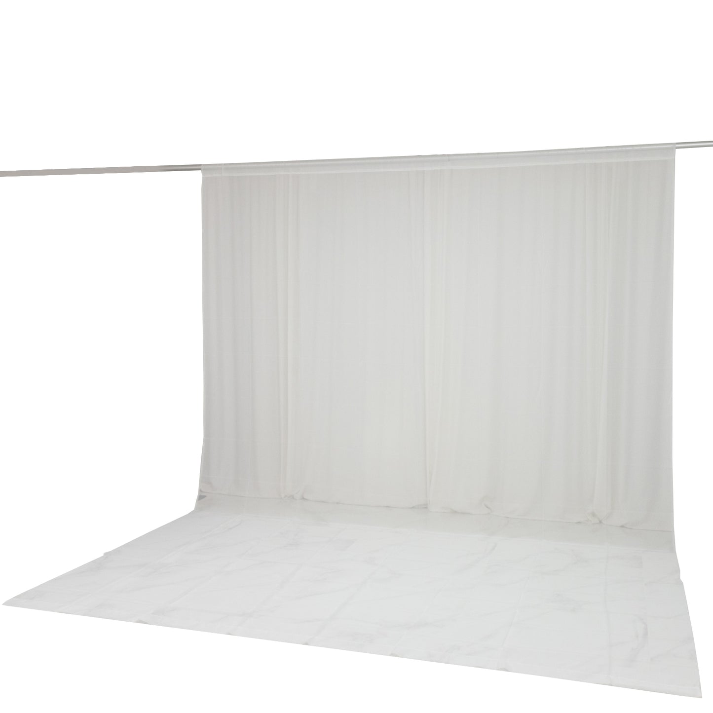 Ivory chiffon backdrop curtain panel for draping and decoration.