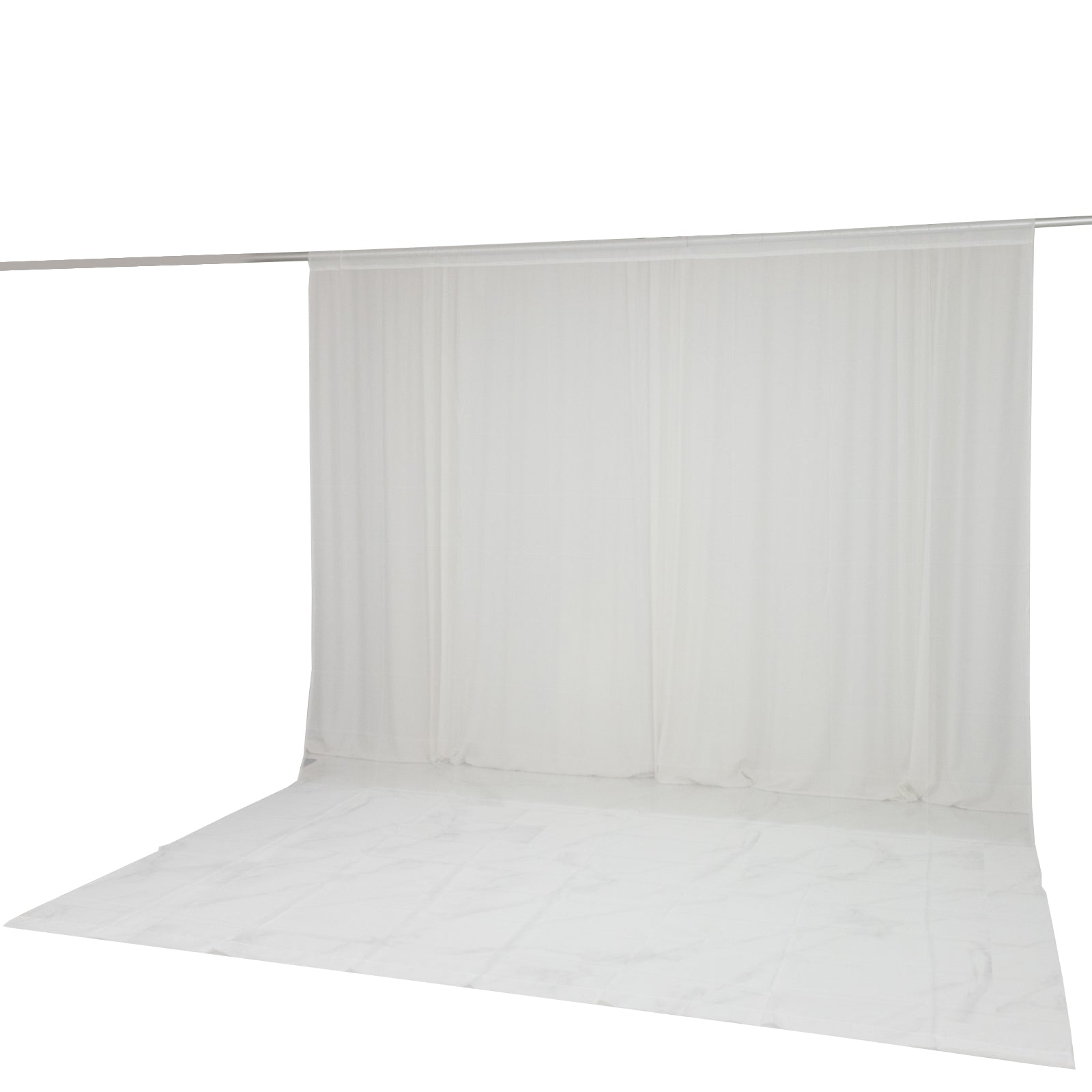 Ivory chiffon backdrop curtain panel for draping and decoration.