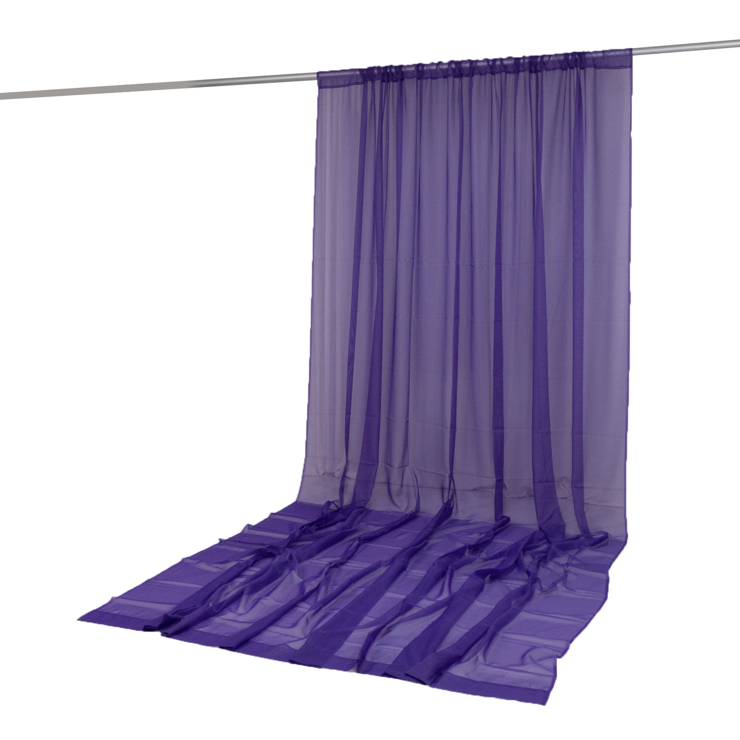 Purple chiffon backdrop curtain panel, sheer and flame resistant. #whtbkgd