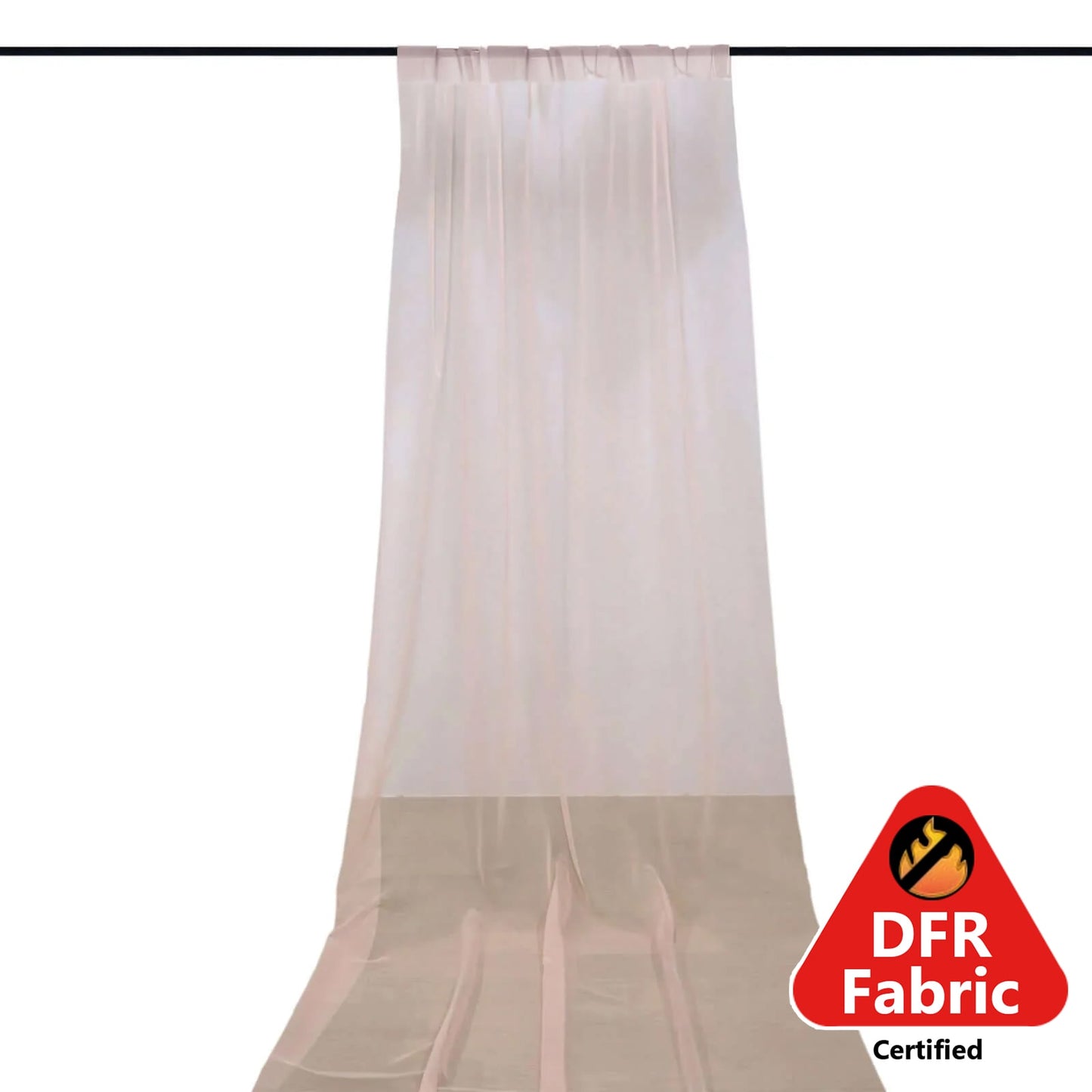 5ftx14ft Premium Blush Chiffon Curtain Panel, Durable Flame Resistant Backdrop Ceiling Drapery With Rod Pocket