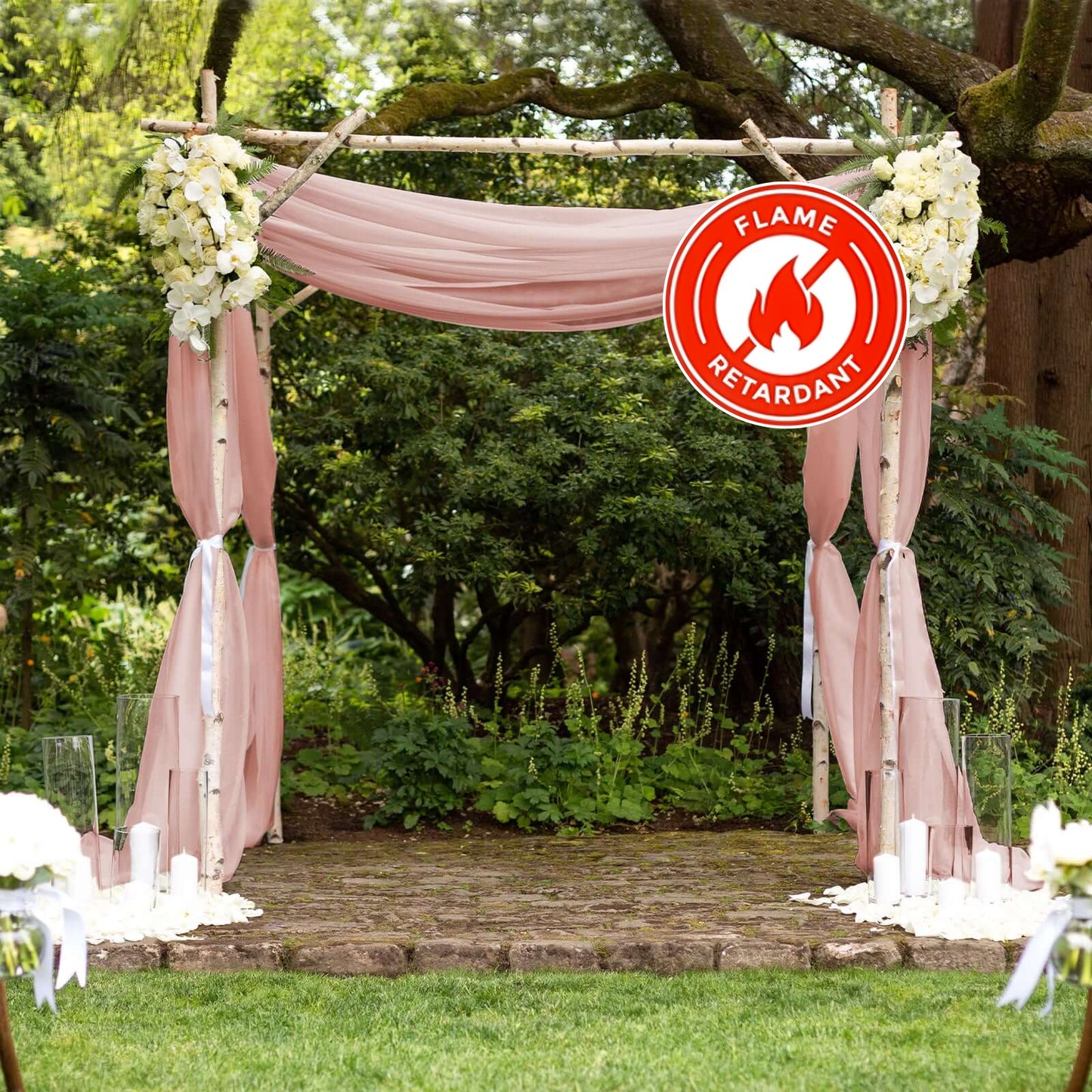 Dusty rose chiffon curtain panel for backdrop drapery.