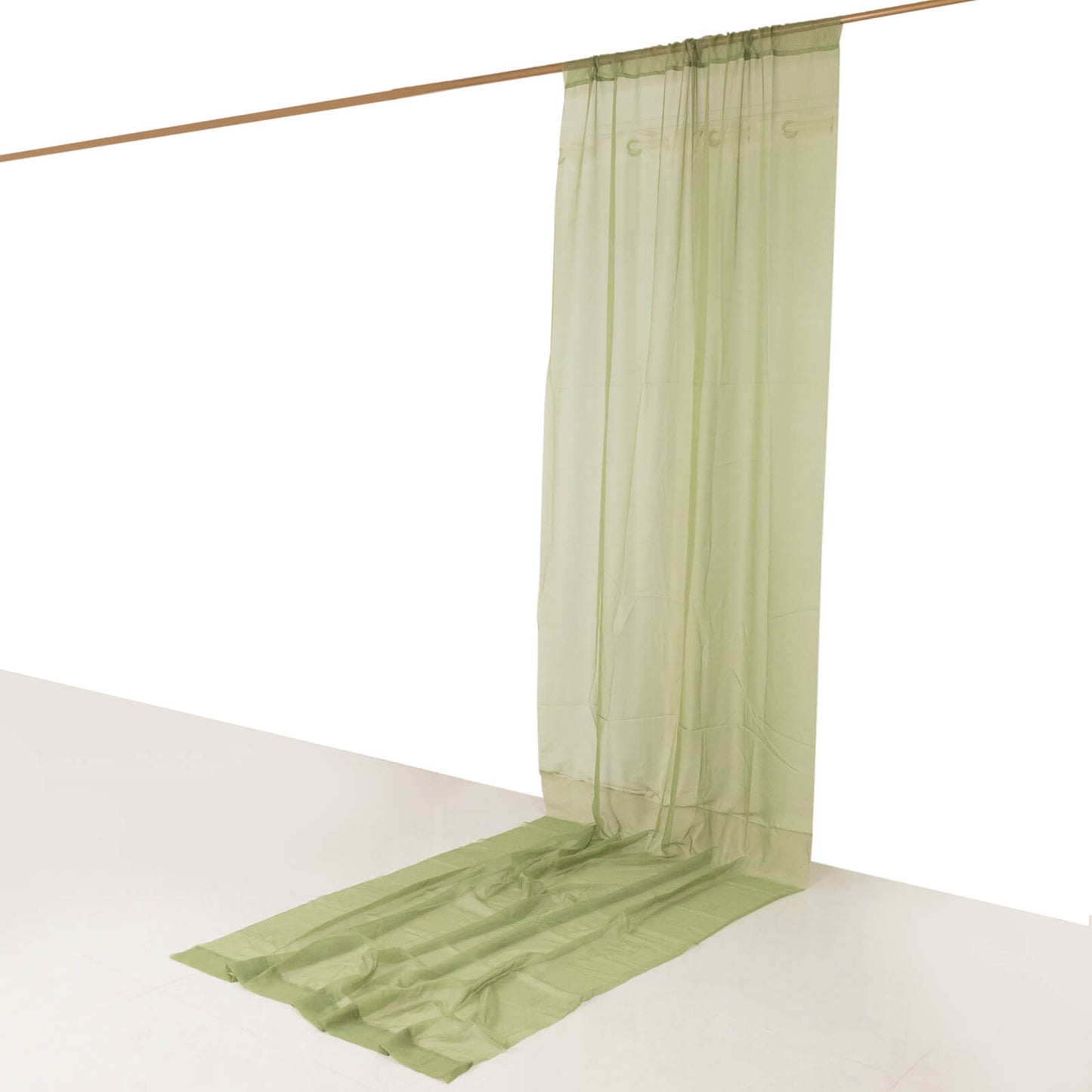 5ftx14ft Premium Dusty Sage Green Chiffon Curtain Panel, Durable Flame Resistant Backdrop Ceiling Drapery With Rod Pocket