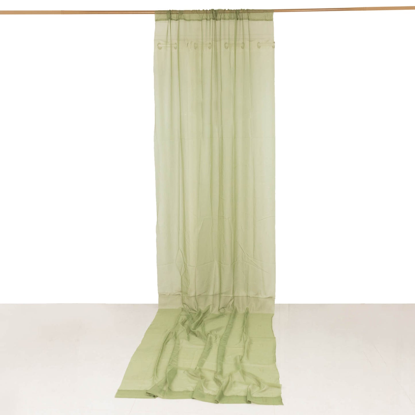 5ftx14ft Premium Dusty Sage Green Chiffon Curtain Panel, Durable Flame Resistant Backdrop Ceiling Drapery With Rod Pocket