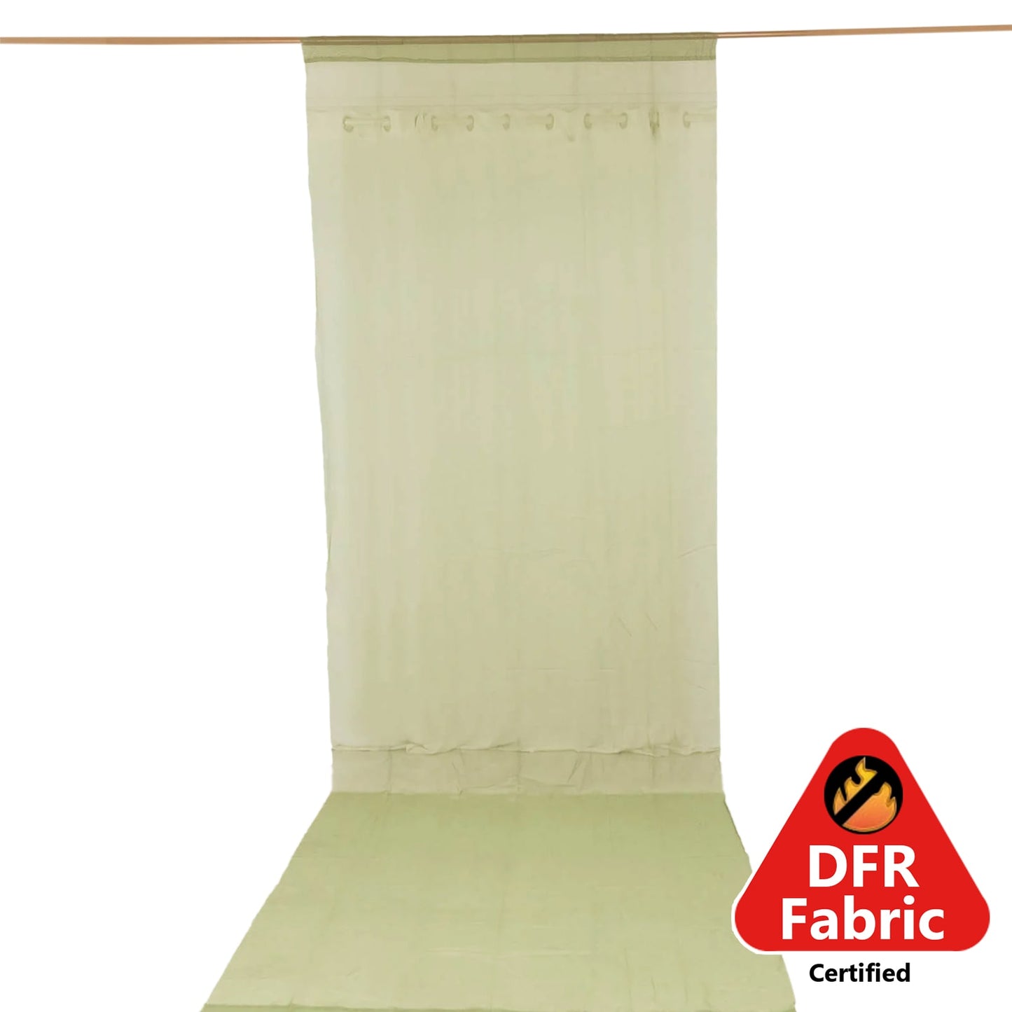 5ftx14ft Premium Dusty Sage Green Chiffon Curtain Panel, Durable Flame Resistant Backdrop Ceiling Drapery With Rod Pocket