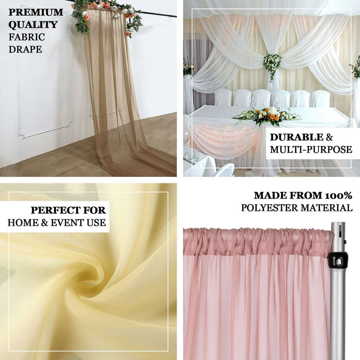 Navy blue chiffon curtain panel, durable and flame resistant for events.
