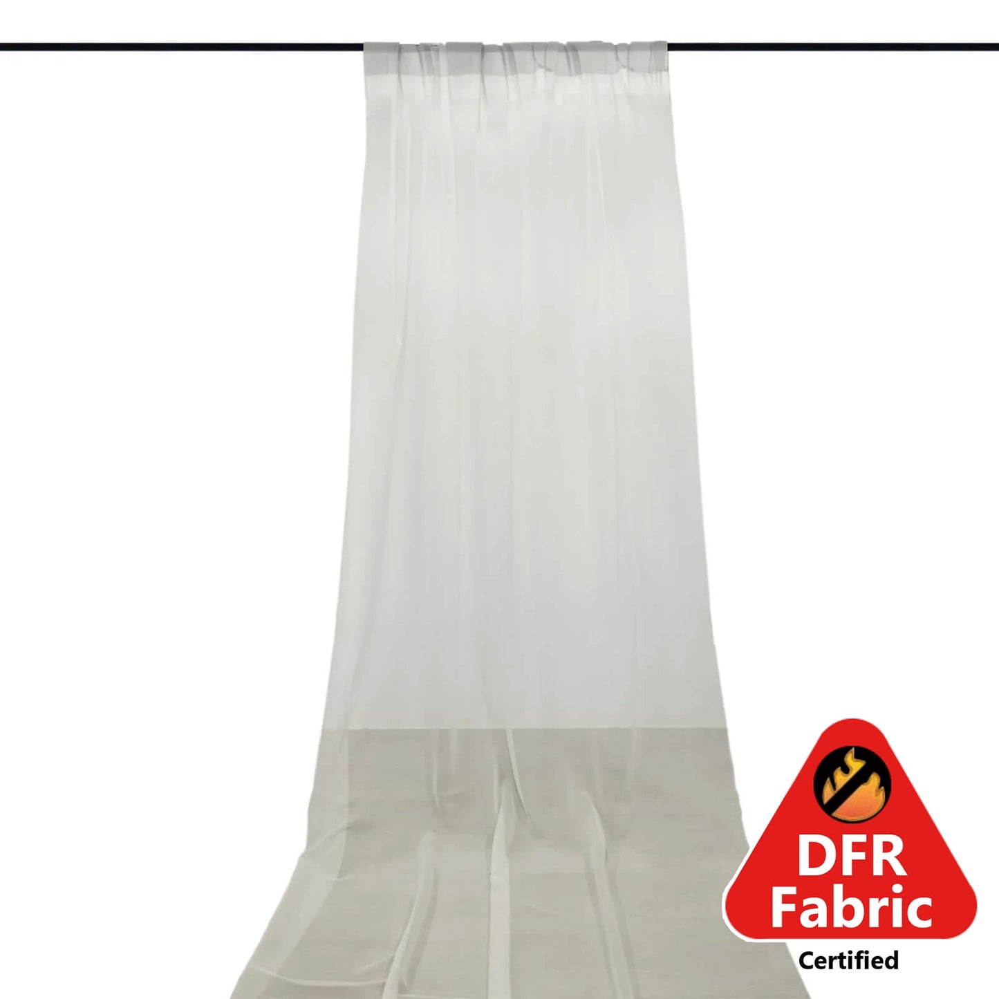 5ftx14ft Premium Ivory Chiffon Curtain Panel, Durable Flame Resistant Backdrop Ceiling Drapery With Rod Pocket