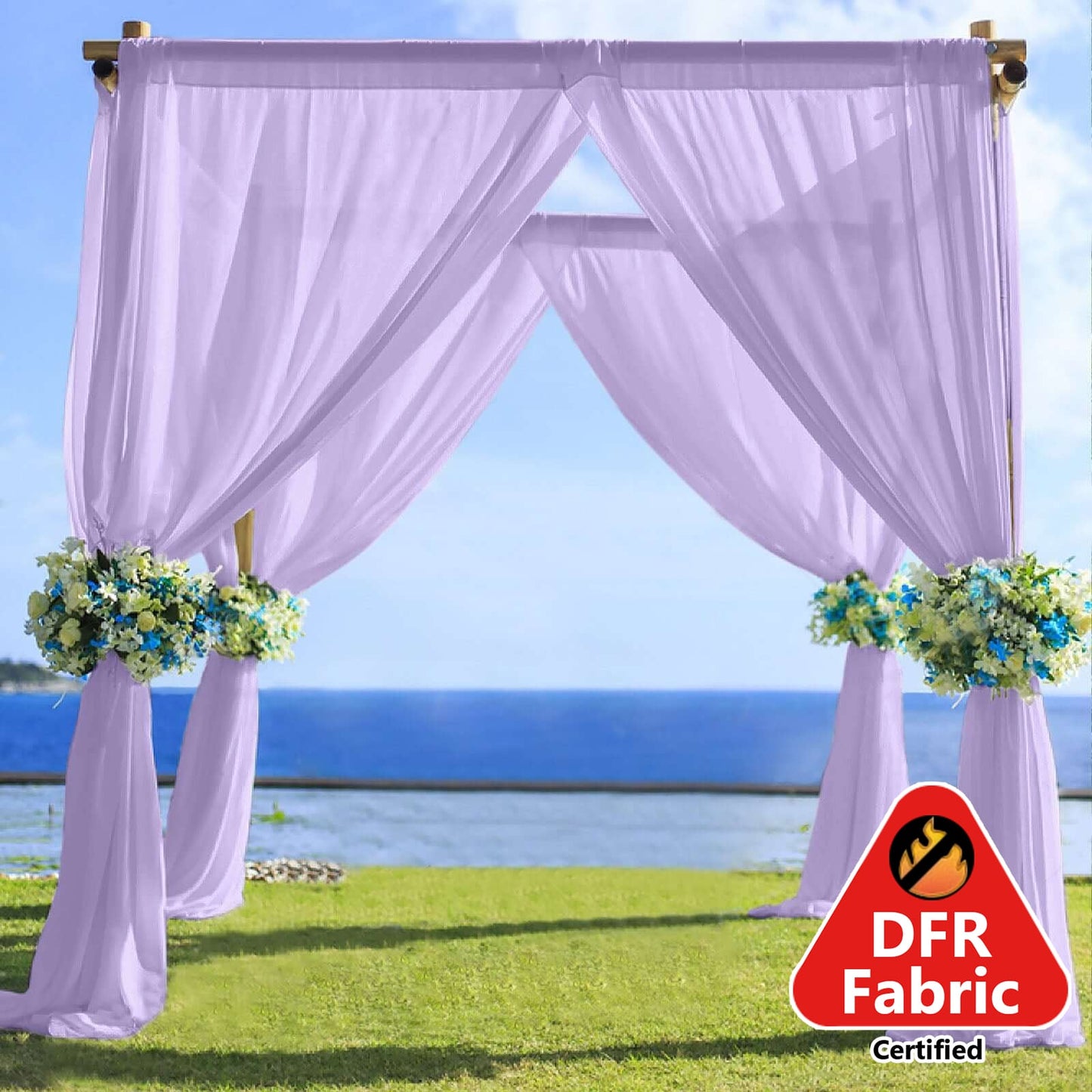 5ftx14ft Premium Lavender Lilac Chiffon Curtain Panel, Durable Flame Resistant Backdrop Ceiling Drapery With Rod Pocket