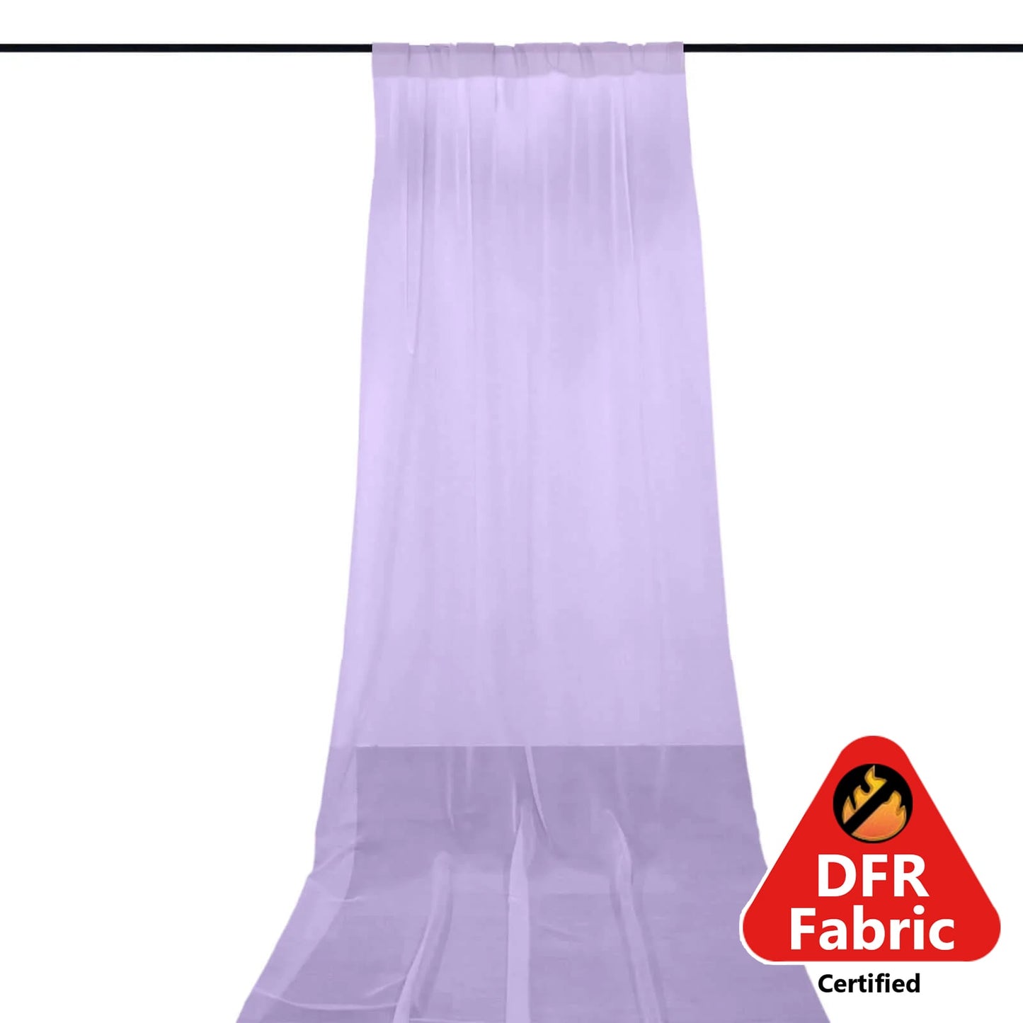 5ftx14ft Premium Lavender Lilac Chiffon Curtain Panel, Durable Flame Resistant Backdrop Ceiling Drapery With Rod Pocket