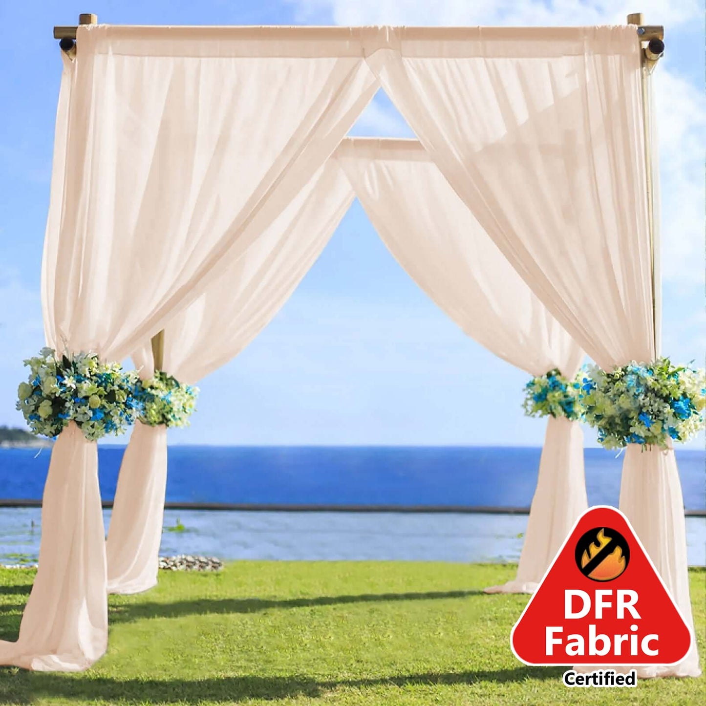 5ftx14ft Premium Nude Chiffon Curtain Panel, Durable Flame Resistant Backdrop Ceiling Drapery With Rod Pocket