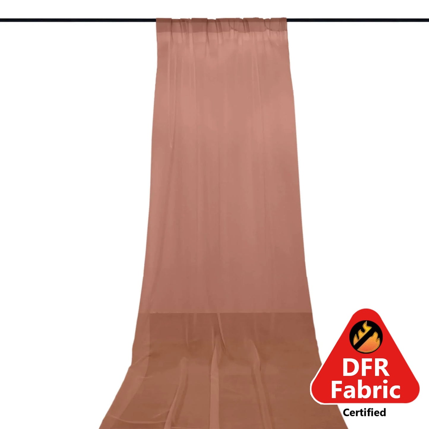 5ftx14ft Premium Terracotta (Rust) Chiffon Curtain Panel, Durable Flame Resistant Backdrop Ceiling Drapery With Rod Pocket