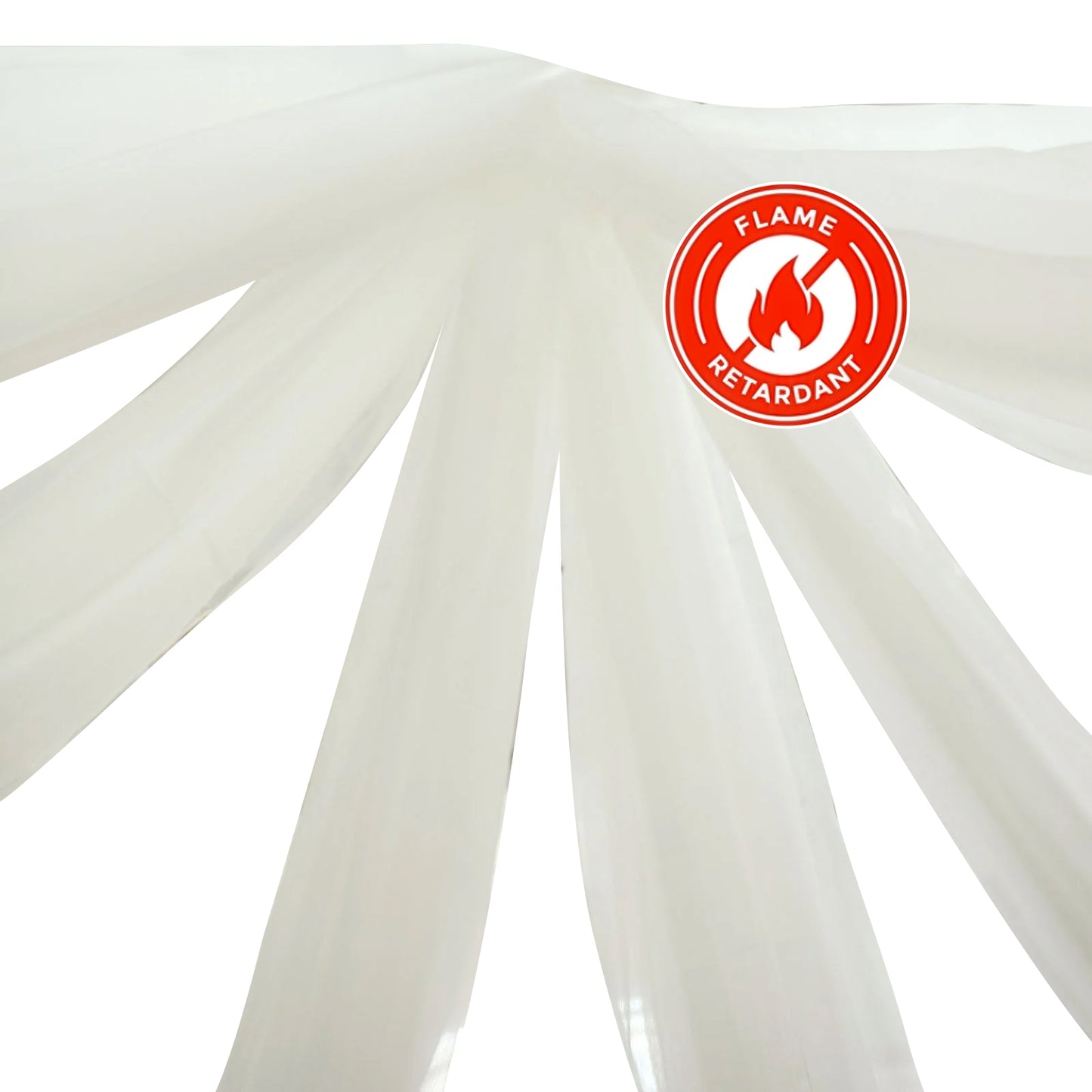 Ivory Sheer Ceiling Drapes Durable Flame Resistant Curtain Panels 10 Feet x 20 Feet#whtbkgd