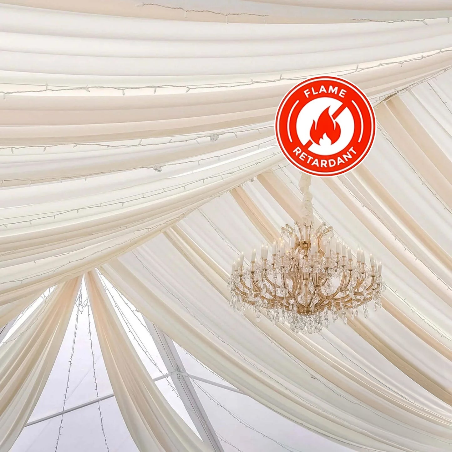 10ftx20ft Nude Sheer Durable Flame Resistant Ceiling Drape Curtain Panels