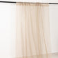 Natural chiffon curtain panel, durable flame resistant drapery in beige.