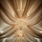 Natural chiffon curtain panel drapery with rod pocket, elegant cream backdrop.