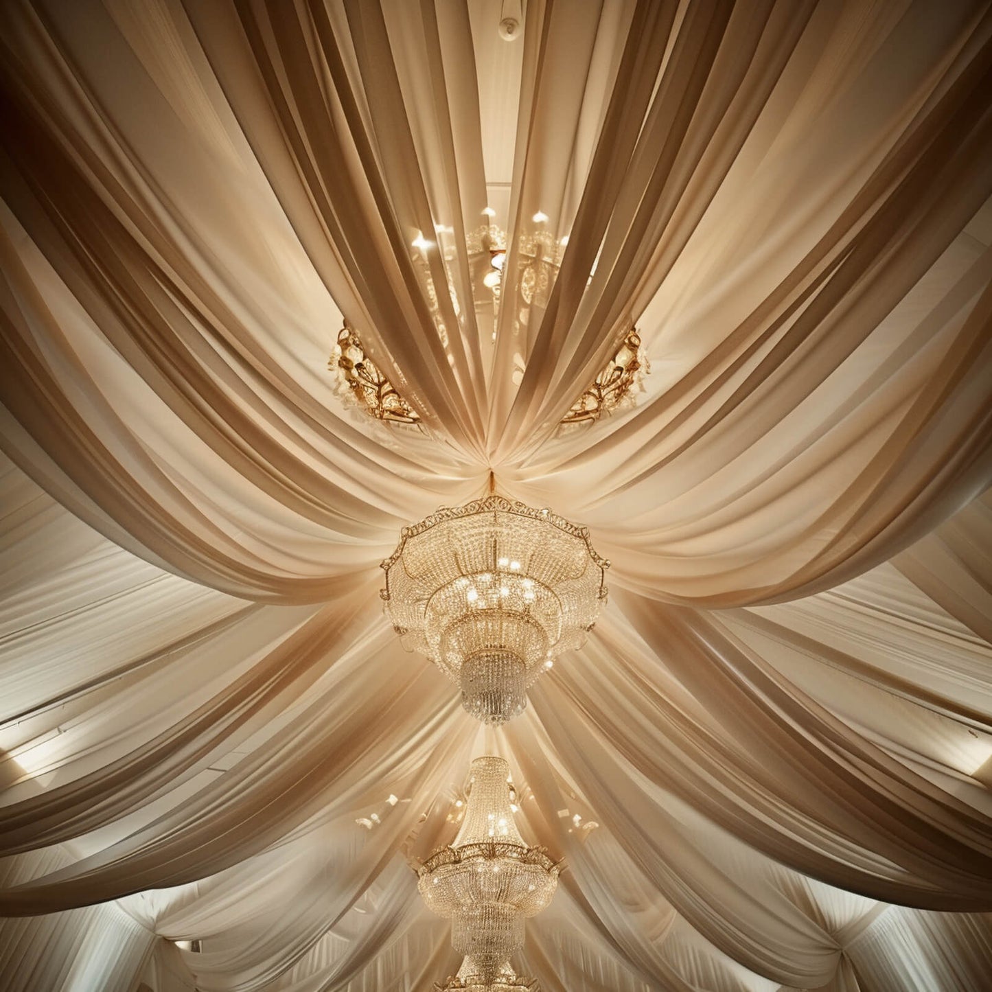 5ftx32ft Premium Natural Chiffon Curtain Panel, Durable Flame Resistant Backdrop Ceiling Drapery With Rod Pocket