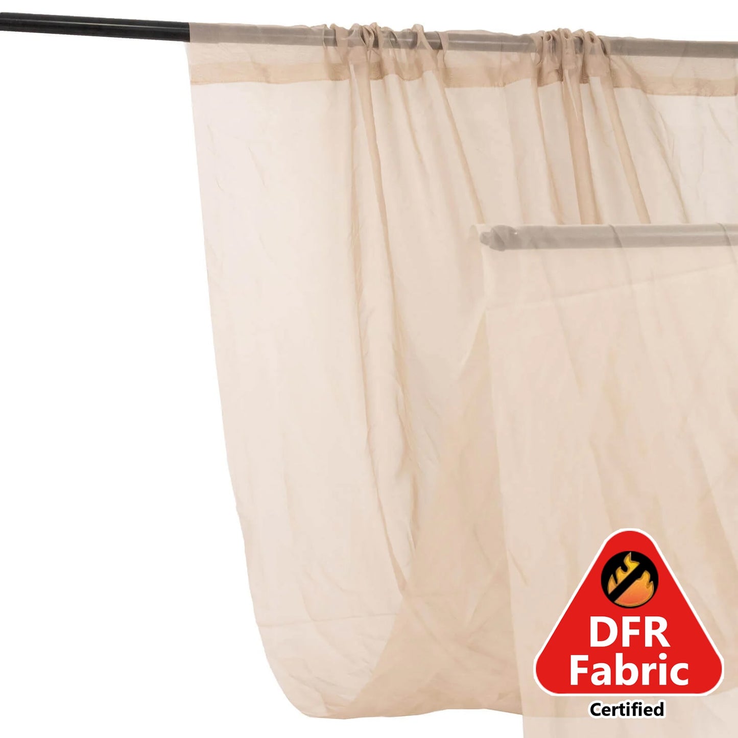 5ftx32ft Premium Natural Chiffon Curtain Panel, Durable Flame Resistant Backdrop Ceiling Drapery With Rod Pocket