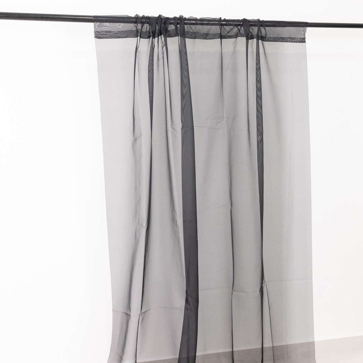 5ftx32ft Premium Black Chiffon Curtain Panel, Durable Flame Resistant Backdrop Ceiling Drapery With Rod Pocket