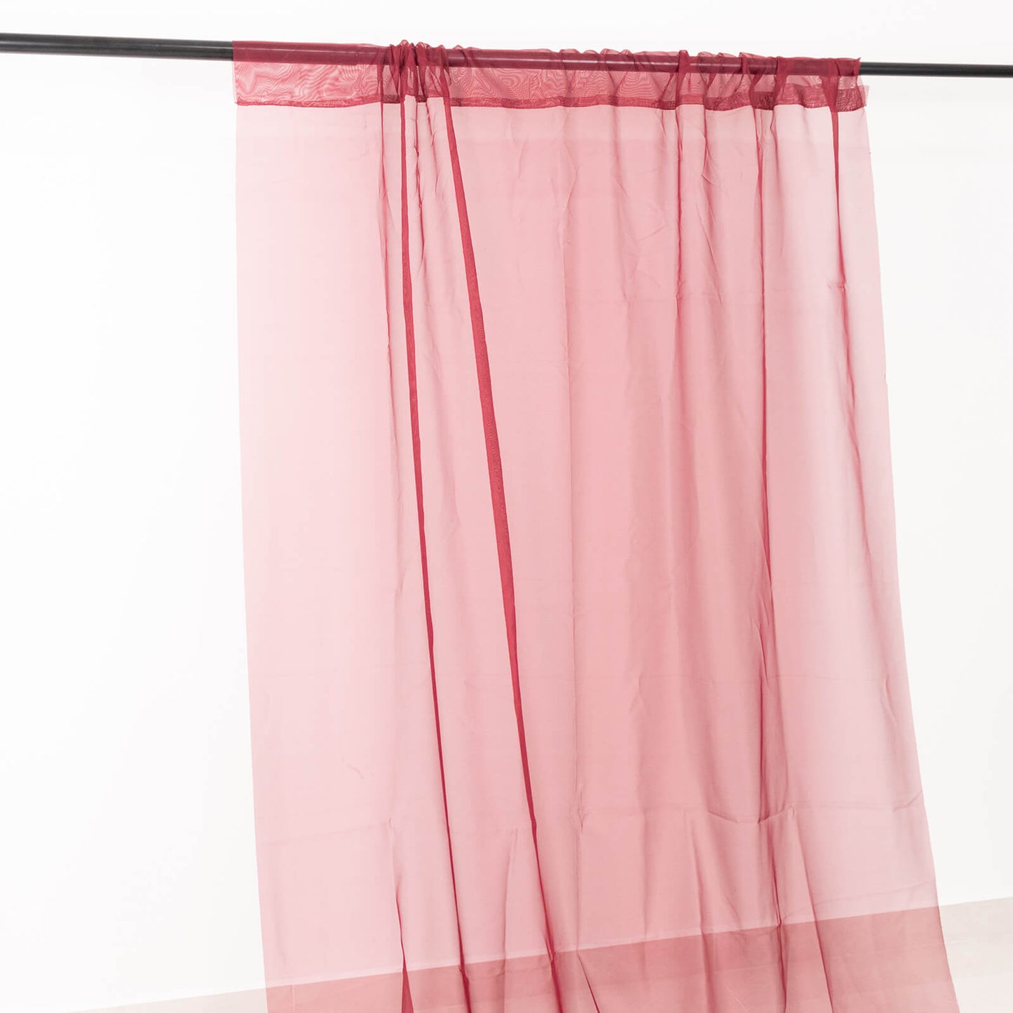 5ftx32ft Premium Burgundy Chiffon Curtain Panel, Durable Flame Resistant Backdrop Ceiling Drapery With Rod Pocket